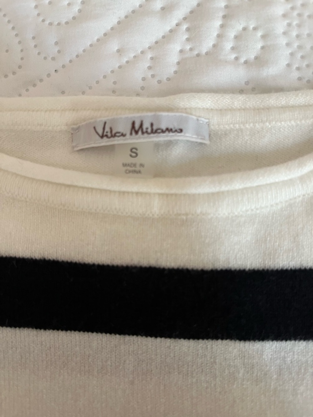 Vila Milano Striped Boatneck Button-Shoulder Sweater - White/Black Super Soft - Picture 3 of 10